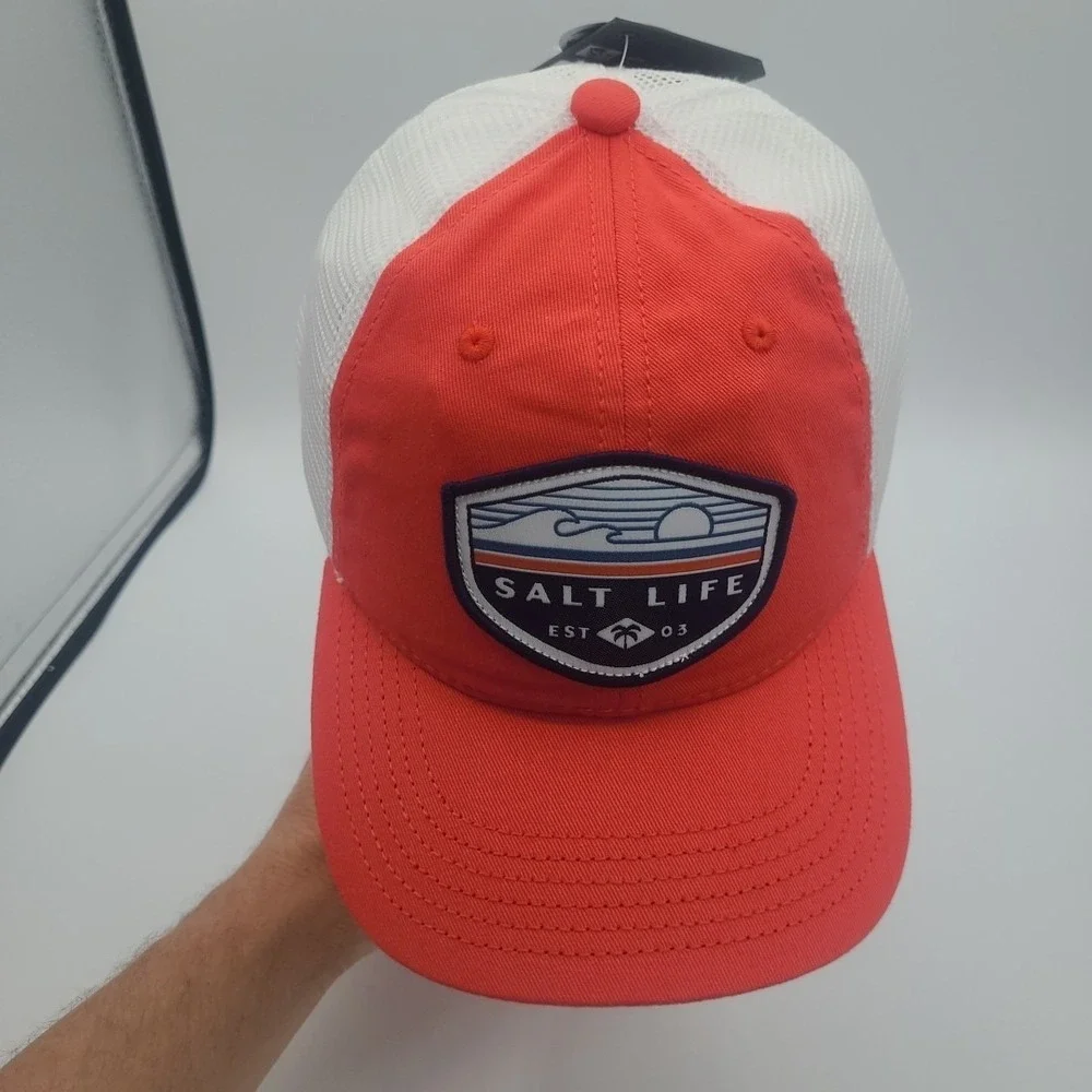 Salt Life Mesh Snapback‎ Baseball Hat Girls Youth Hat Light Red White